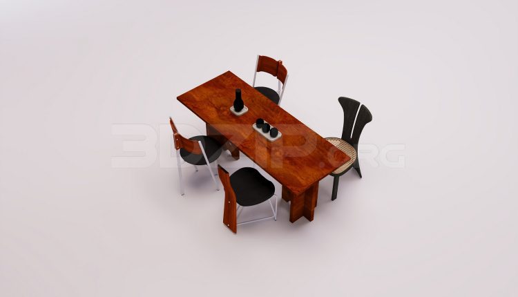 18042. Free 3ds Max Dining Table And Chair Model Download (1)