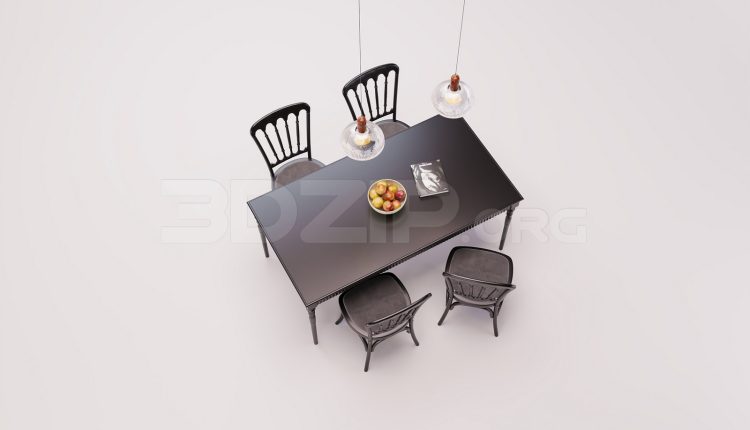 18046. Free 3ds Max Dining Table And Chair Model Download (1)