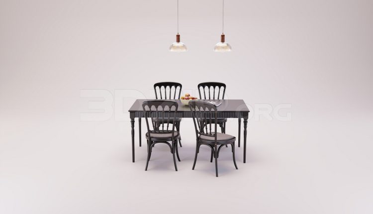18046. Free 3ds Max Dining Table And Chair Model Download (2)