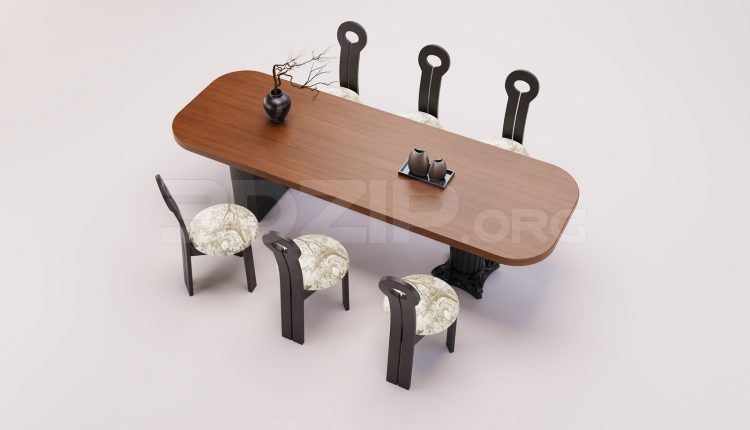18048. Free 3ds Max Dining Table And Chair Model Download (1)