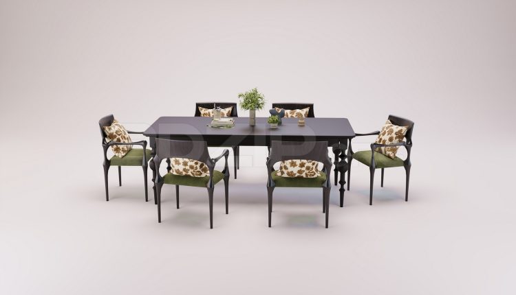 18058. Free 3ds Max Dining Table And Chair Model Download (2)