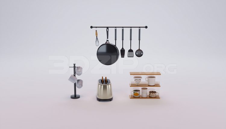 18073. Free 3ds Max Tableware Kitchen Model Download (1)