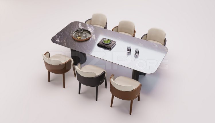 18081. Free 3ds Max Dining Table And Chair Model Download (1)