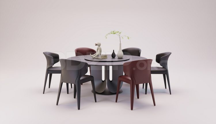 18093. Free 3ds Max Dining Table And Chair Model Download (2)
