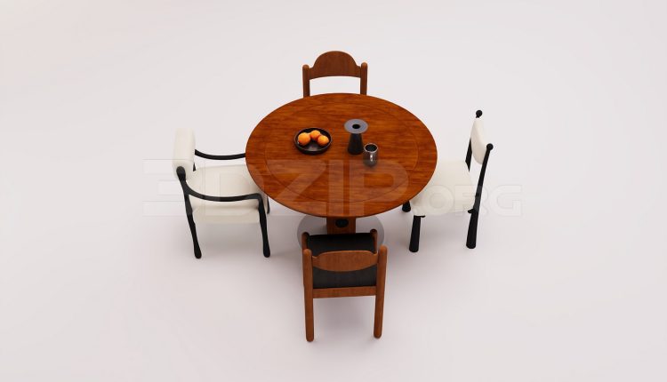 18099. Free 3ds Max Dining Table And Chair Model Download (1)