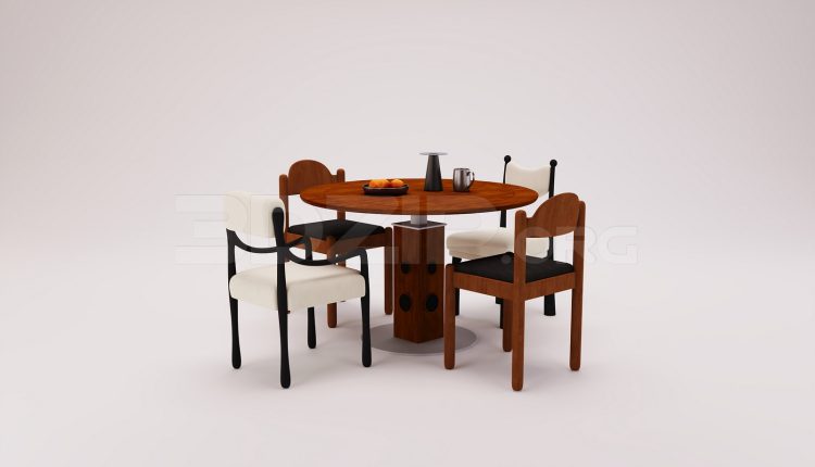 18099. Free 3ds Max Dining Table And Chair Model Download (2)