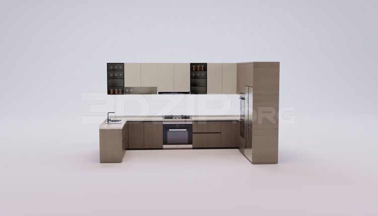 18104. Free 3ds Max Kitchen Model Download (1)