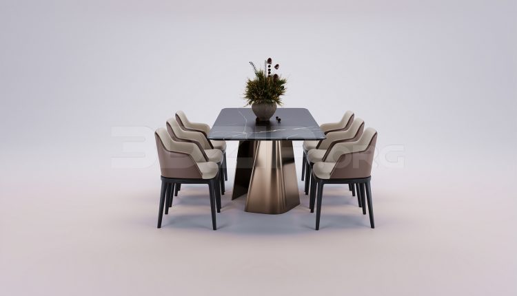 18106. Free 3ds Max Dining Table And Chair Model Download (1)