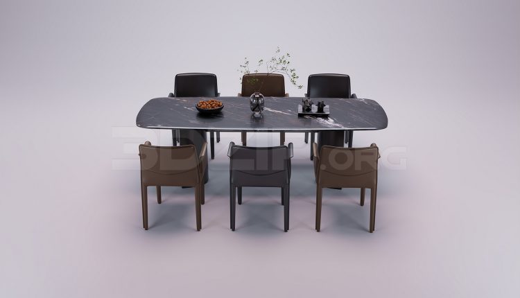 18110. Free 3ds Max Dining Table And Chair Model Download (2)
