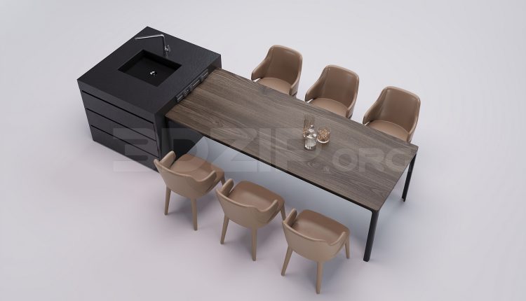 18113. Free 3ds Max Kitchen Island Model Download (1)