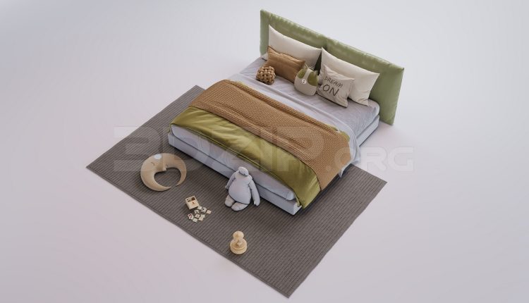 18121. Free 3ds Max Bed Model Download (1)