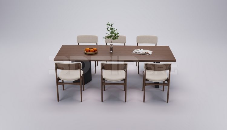 18137. Free 3ds Max Dining Table And Chair Model Download
