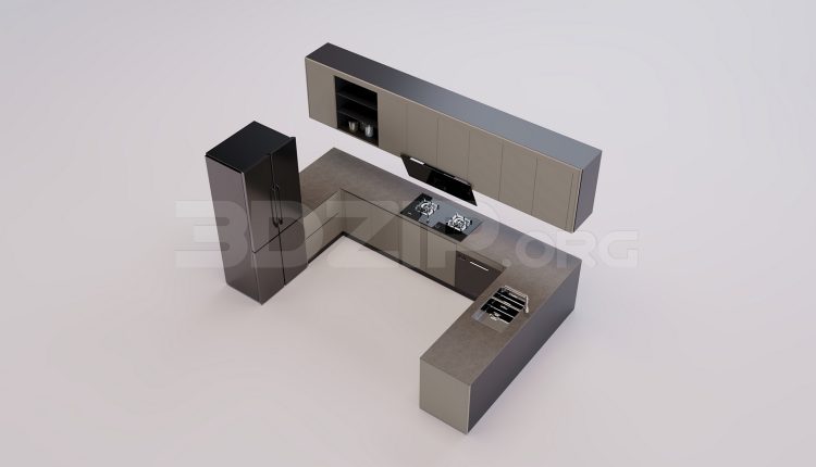 18139. Free 3ds Max Kitchen Model Download (1)