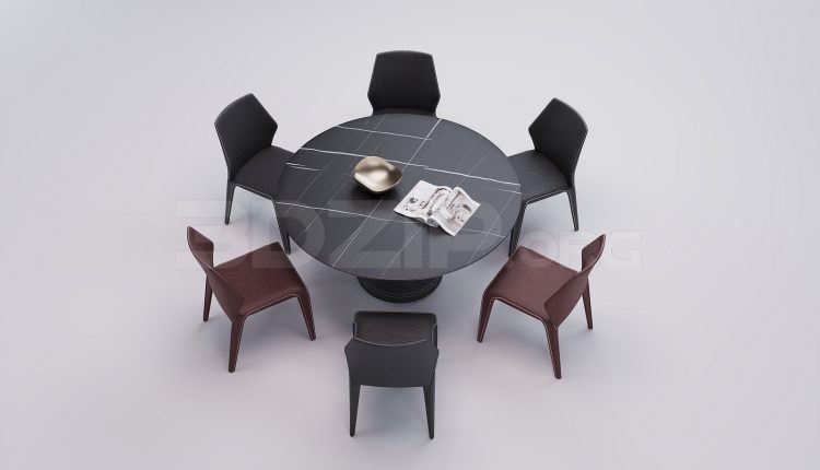 18150. Free 3ds Max Dining Table And Chair Model Download (1)