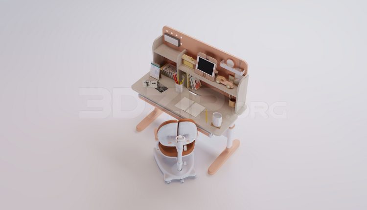 18163. Free 3ds Max Desks Model Download (1)