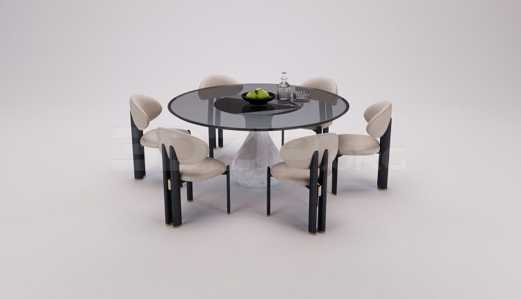 18167. Free 3ds Max Dining Table And Chair Model Download (1)