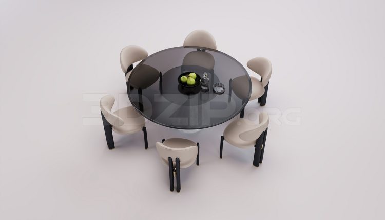 18167. Free 3ds Max Dining Table And Chair Model Download (2)