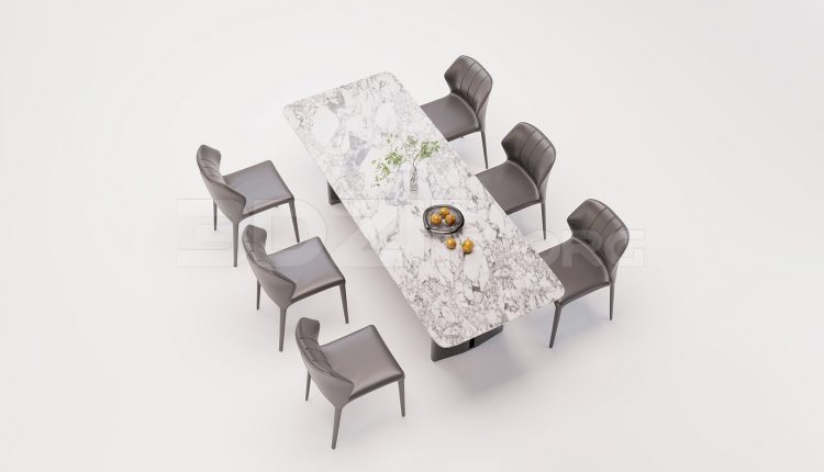 18182. Free 3ds Max Dining Table And Chair Model Download (1)