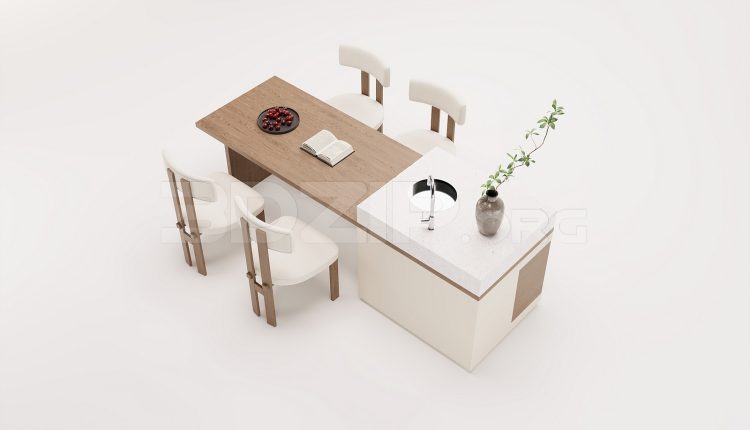 18193. Free 3ds Max Kitchen Island Model Download (1)