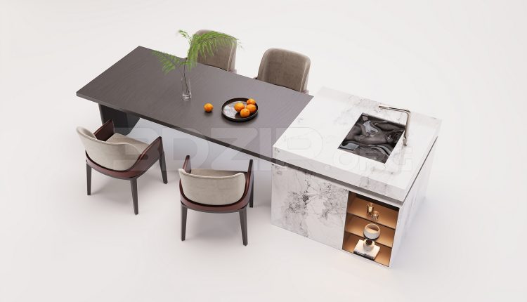 18201. Free 3ds Max Kitchen Island Model Download (1)