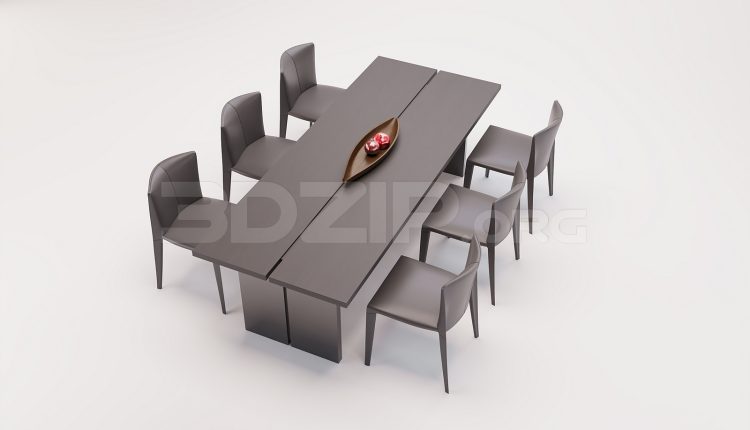 18205. Free 3ds Max Dining Table And Chair Model Download (1)