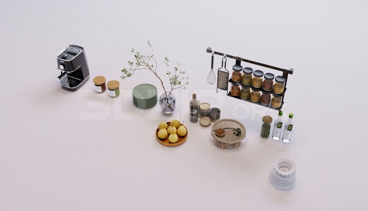18207. Free 3ds Max Tableware Kitchen Model Download (1)