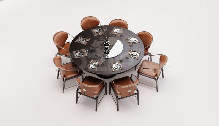 18228. Free 3ds Max Dining Table And Chair Model Download (1)