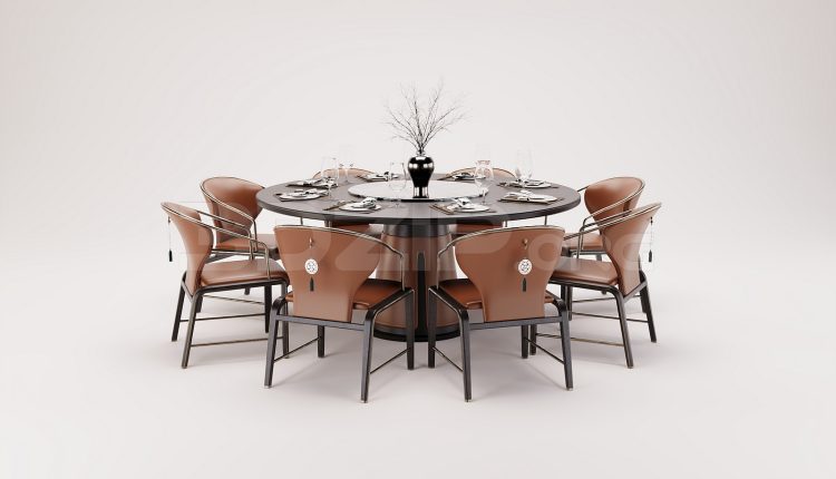 18228. Free 3ds Max Dining Table And Chair Model Download (2)