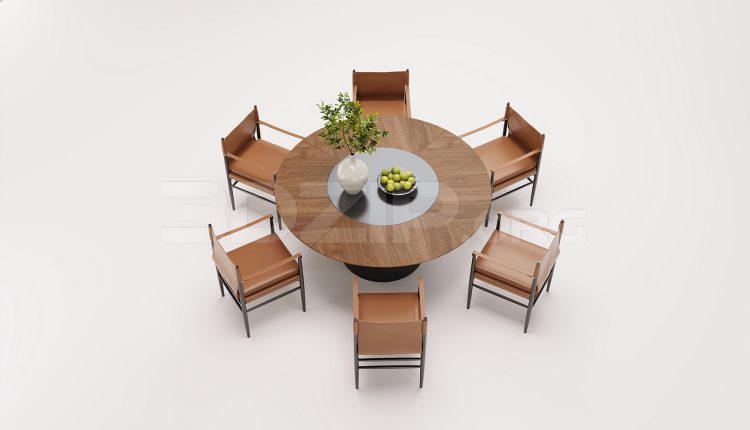 18230. Free 3ds Max Dining Table And Chair Model Download (2)