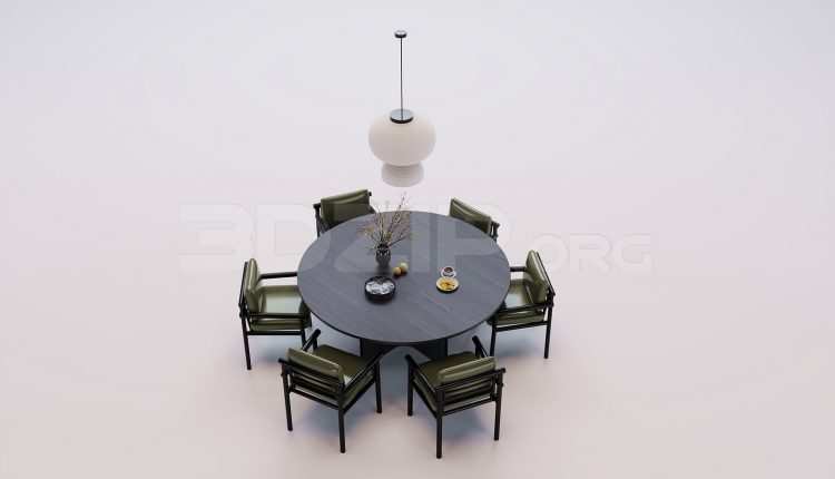 18238. Free 3Ds Max Dining Table And Chair Model Download (2)