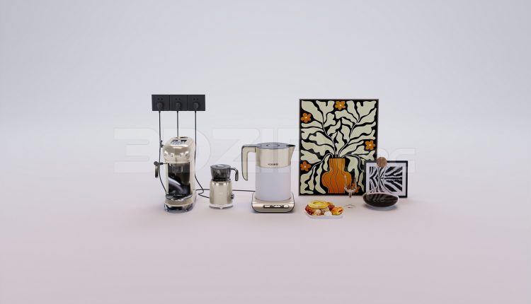 18241. Free 3Ds Max Tableware Kitchen Model Download (1)