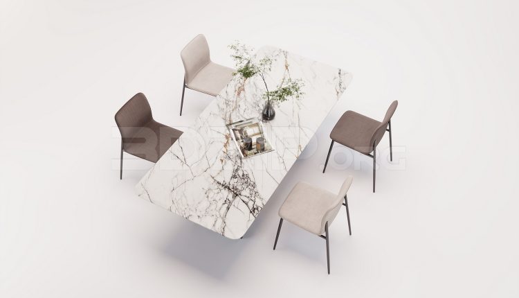 18251. Free 3Ds Max Dining Table And Chair Model Download (2)