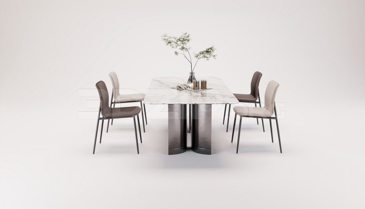 18251. Free 3Ds Max Dining Table And Chair Model Download (1)