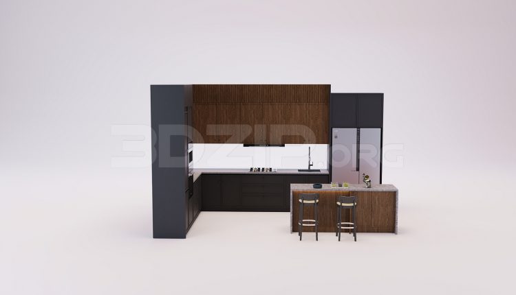 18254. Free 3Ds Max Kitchen Model Download (1)