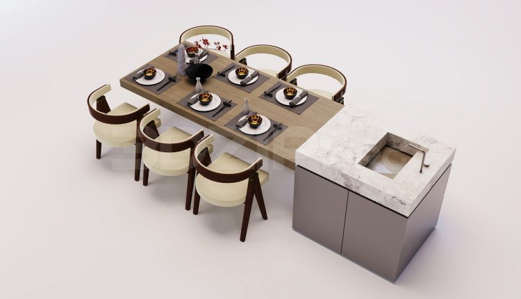 18263. Free 3Ds Max Kitchen Island Model Download (1)