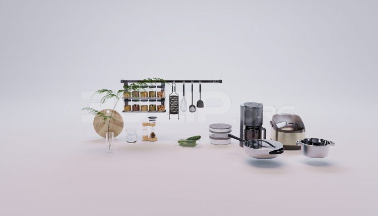 18264. Free 3Ds Max Tableware Kitchen Model Download (1)