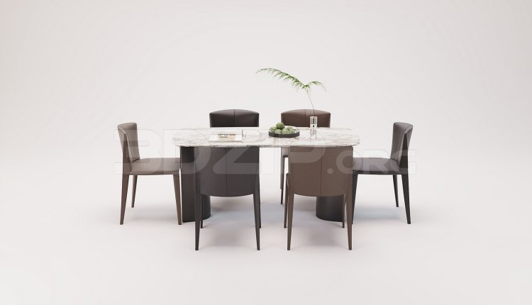 18267. Free 3Ds Max Dining Table And Chair Model Download (1)