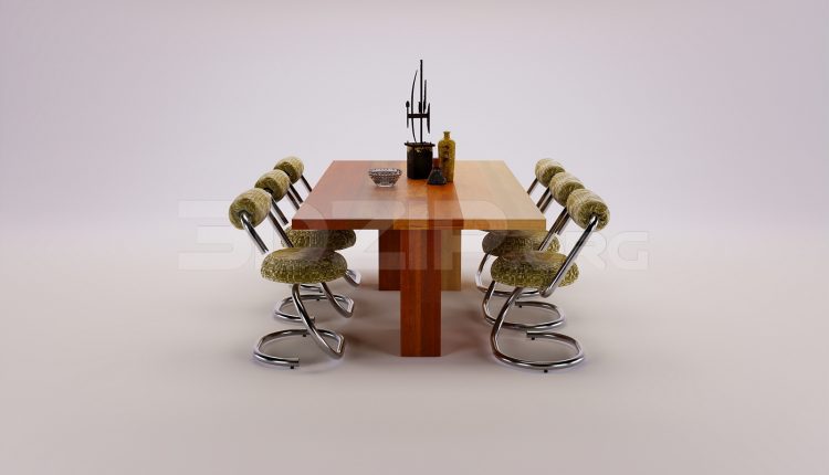 18288. Download Free Dining Table and Chair Model for 3Ds Max (1)