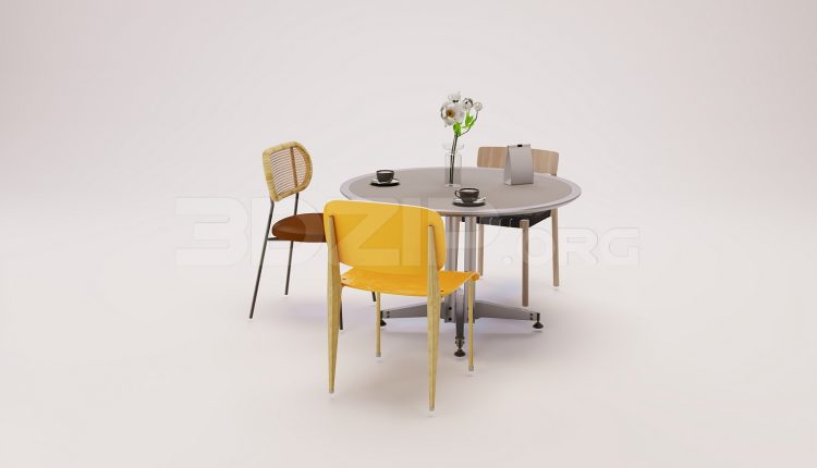 18289. Download Free Dining Table and Chair Model for 3Ds Max (1)