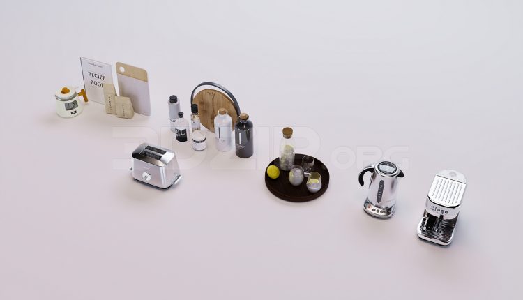 18290. Free 3Ds Max Tableware Kitchen Model Download (2)