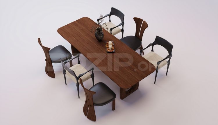 18300. Dining Table and Chair 3Ds Max Model Free Download (2)
