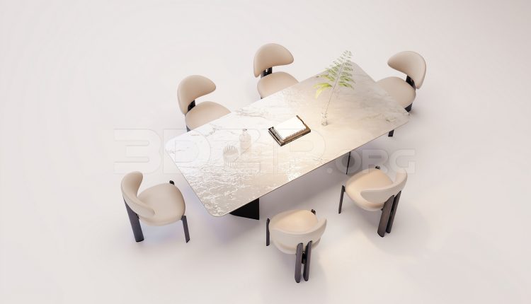 18341. Free 3Ds Max Dining Table And Chair Model Download (1)