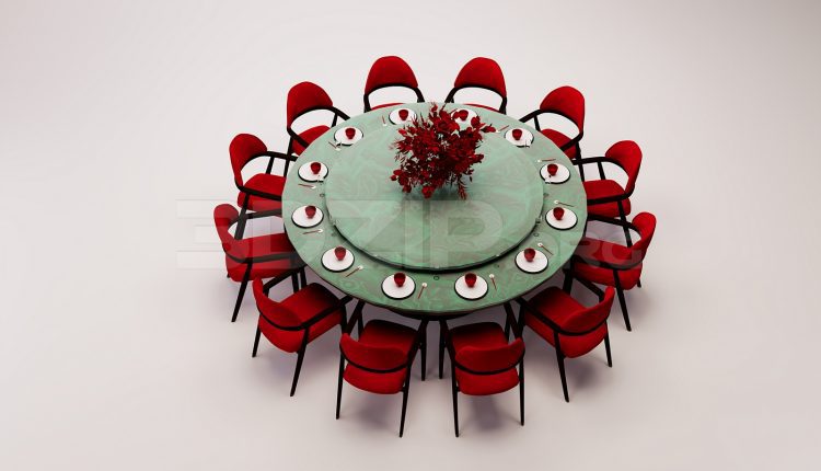 18353. Free 3Ds Max Dining Table And Chair Model Download (2)