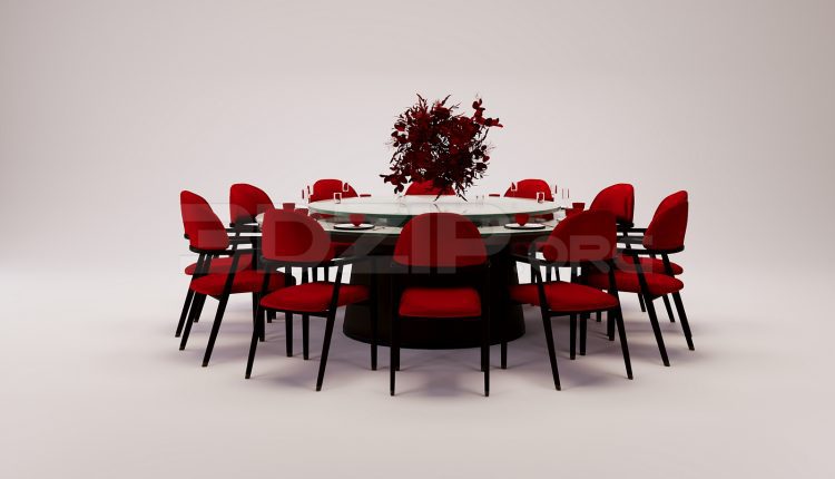 18353. Free 3Ds Max Dining Table And Chair Model Download (1)
