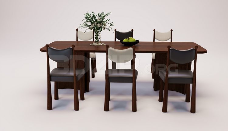 18354. Free 3Ds Max Dining Table And Chair Model Download (2)