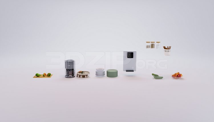 18355. Free 3Ds Max Tableware Kitchen Model Download (1)