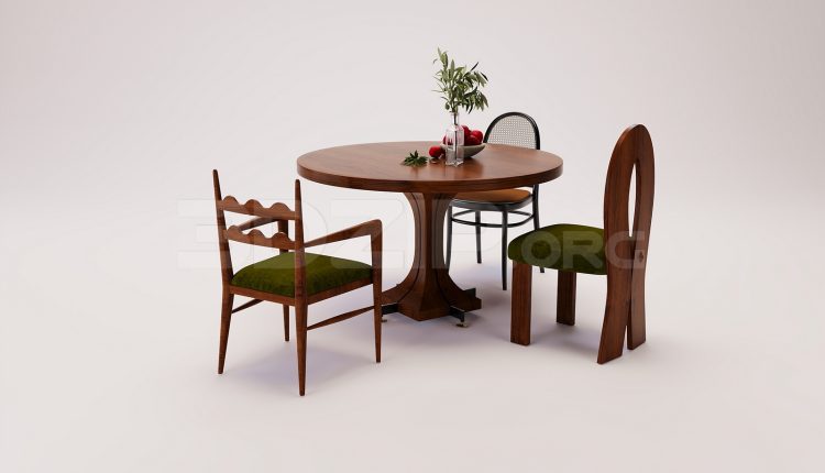 18361. Free 3Ds Max Dining Table And Chair Model Download (1)