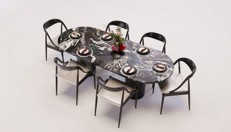 18386. Free 3Ds Max Dining Table and Chair Model (2)