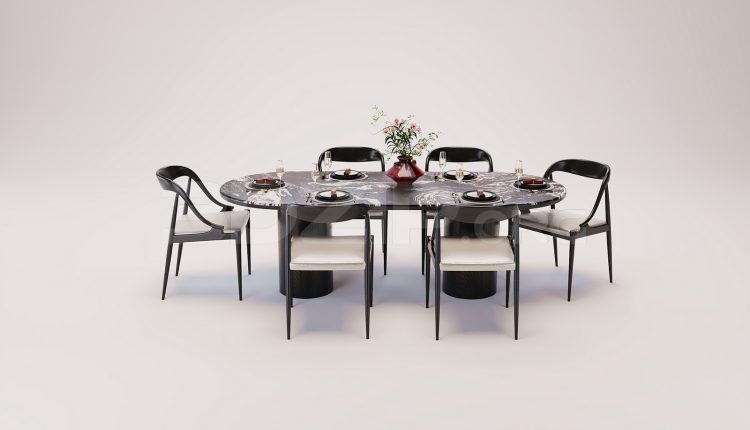 18386. Free 3Ds Max Dining Table and Chair Model (1)