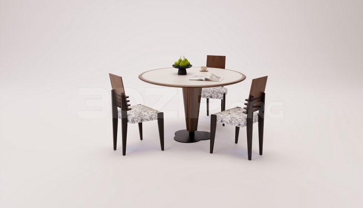18392. Free 3Ds Max Dining Table and Chair Model (1)